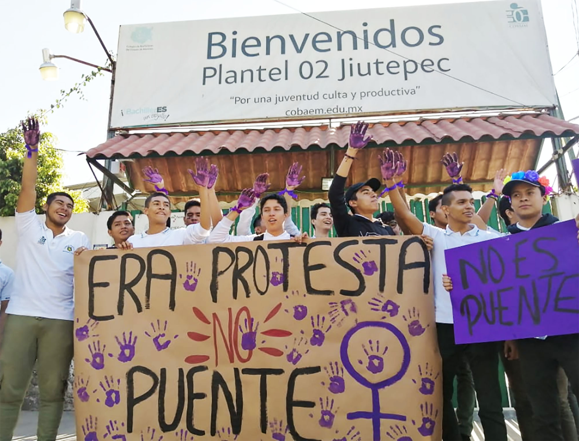 Estudiantes del Cobaem protestan. Foto cortesía