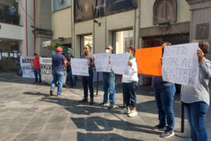 Trabajadores de STAUAEM en protesta. Foto cortesía