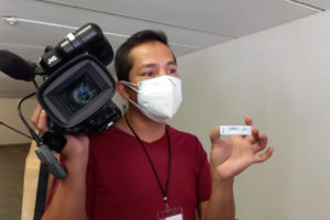 Reportero laborando en pandemia. Foto cortesía