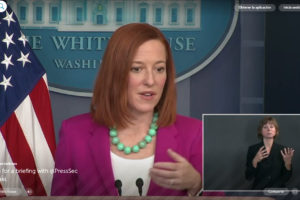 Jen Psaki Captura de pantalla de la conferencia en la Casa Blanca