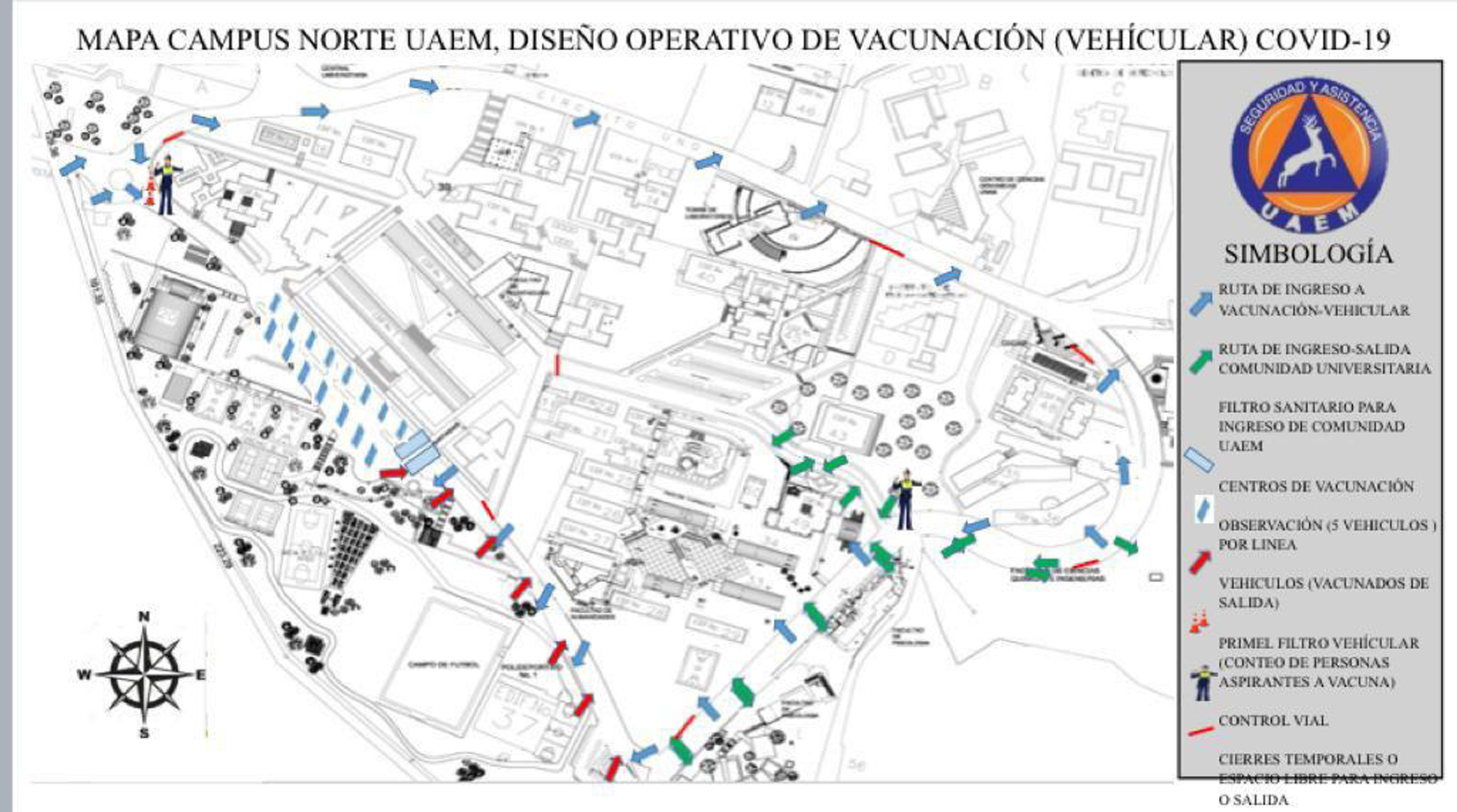 Mapa centro vacunación en UAEM. Foto cortesía