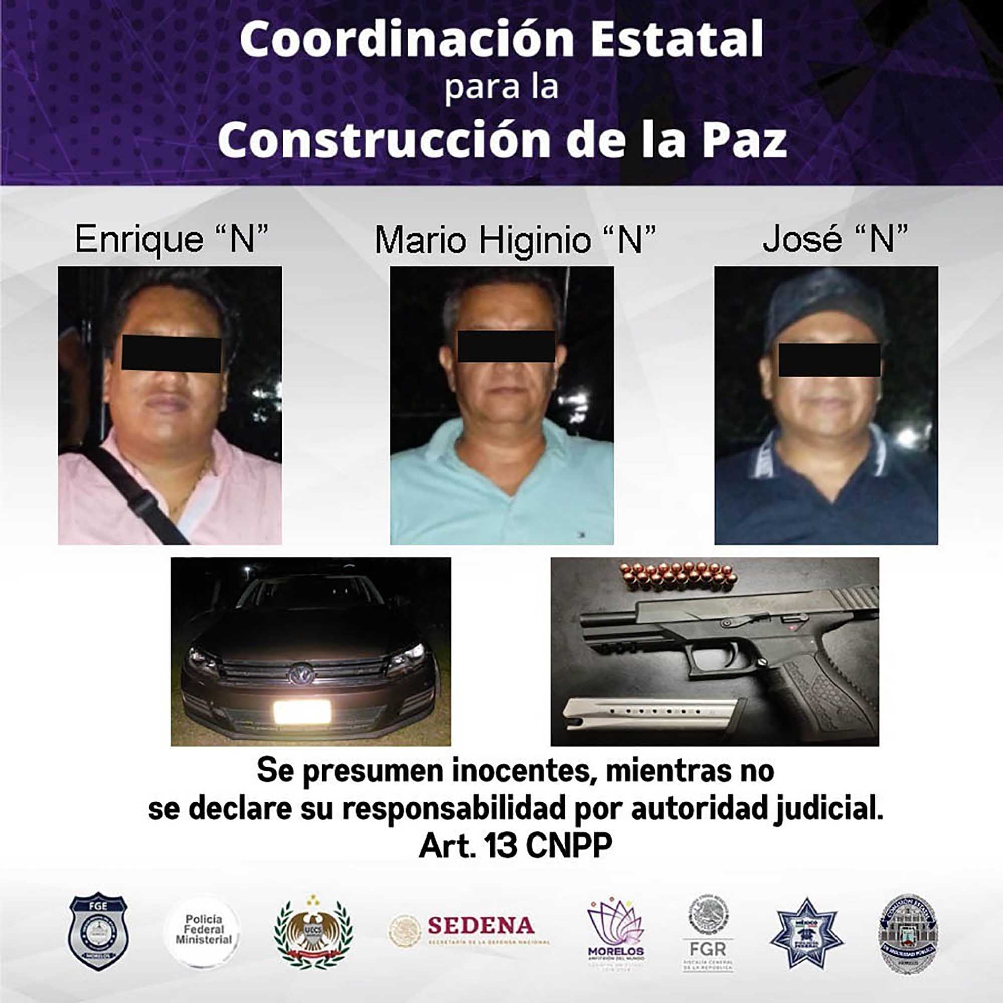 Detenidos, ex alcalde de Tlaquiltenango Enrique “N”  y dos más 